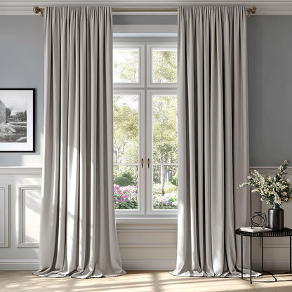 MIULEE Silver Velvet Curtains Thermal Insulated Blackout Curtain Drapes for Bedroom Living Room