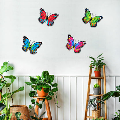 Oraytteo Metal Butterfly Wall Decor, 4pcs Butterflies Wall Art Hanging Sculptures for Outdoor