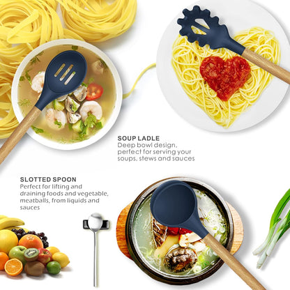 Silicone Cooking Utensils Set - 446°F Heat Resistant Silicone Kitchen Utensils for Cooking,Kitchen