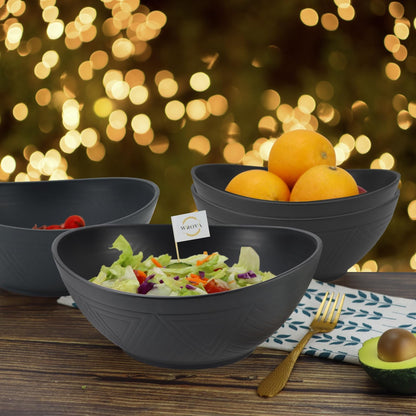65oz Large Salad Bowls Black - Wheat Straw Salad bowls Set of 4 - Unbreakable Salad Bowls Dishware