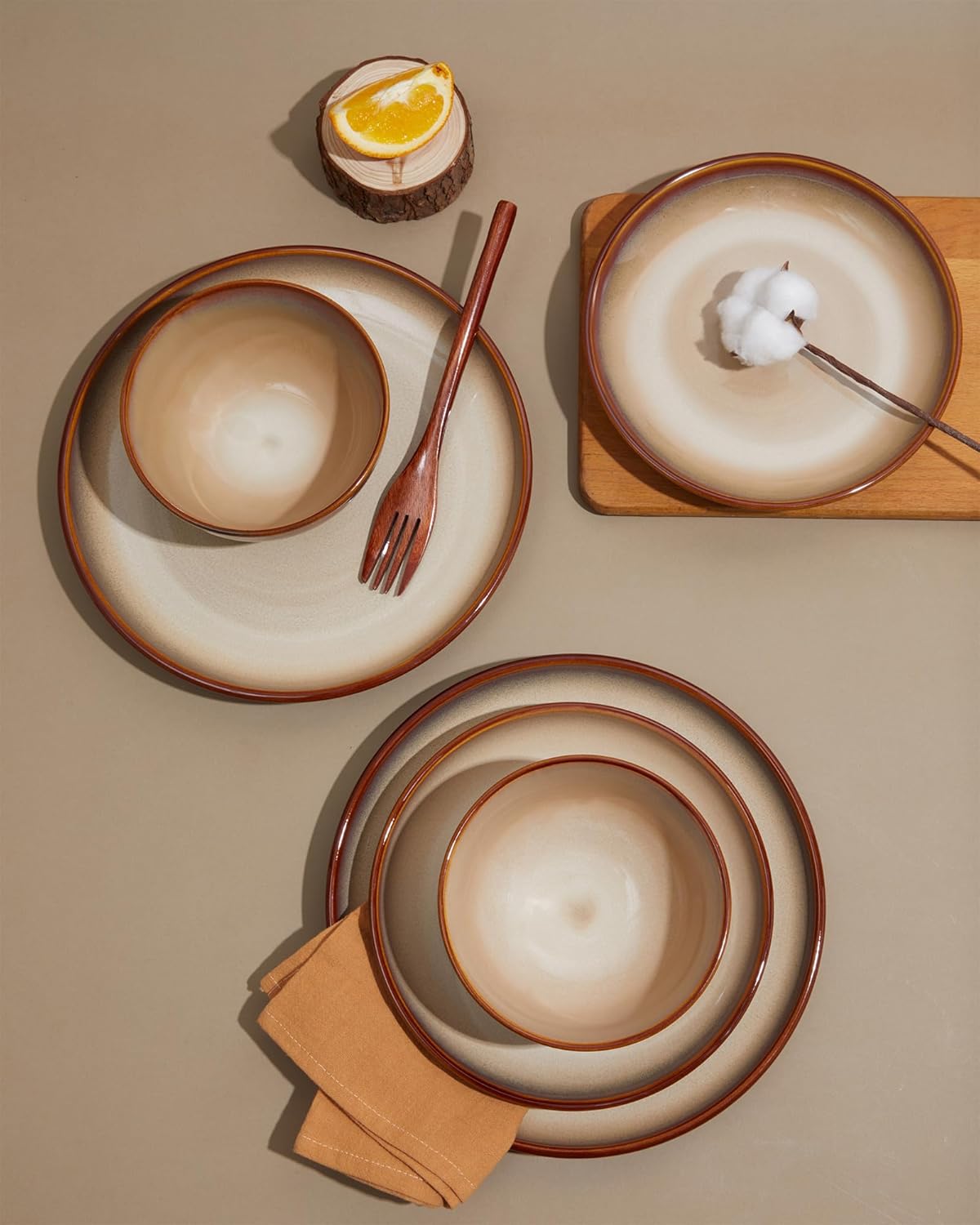 Ceramic Dinnerware Sets for 6, 18 Pieces Stoneware Plates and Bowls Sets, Chip and Crack Resistant
