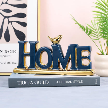 Love Sign Decoration,Blue and Gold Home Signs for Home Decor Statue,Modern Bird Sculpture