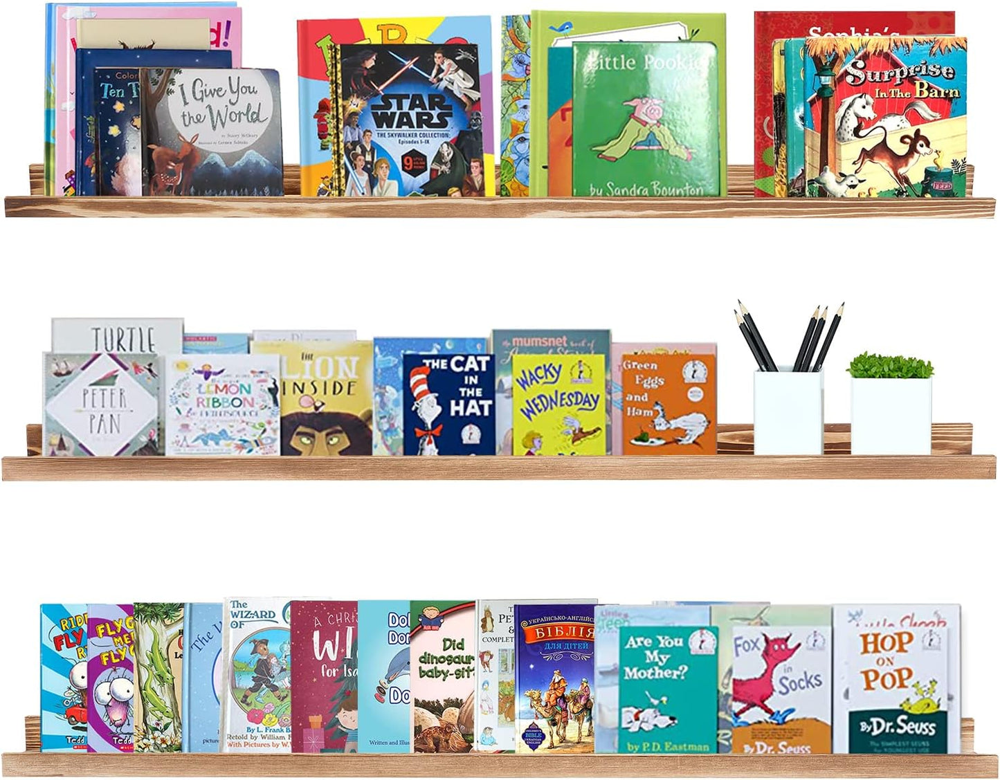 AZSKY Picture Ledge Shelf Wall Ledge Floating Shelves for Photo Frames Kids Book Shelves Wall