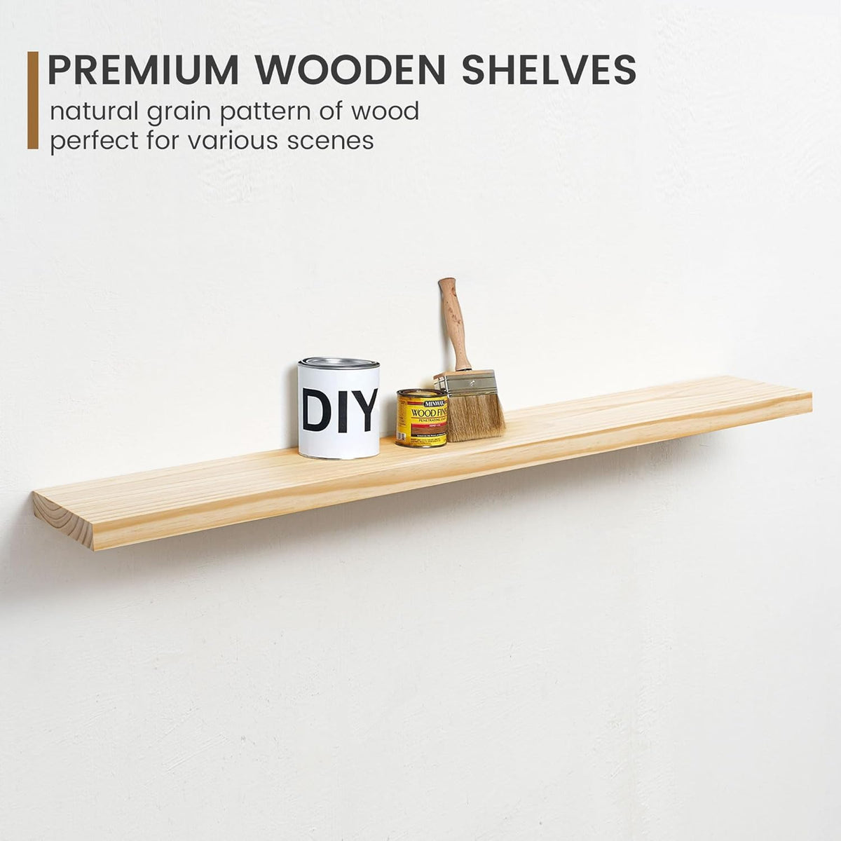Fun Memories 48 Inch Floating Shelves for Wall, Deep Rustic Solid Pine Wood Floating Shelf