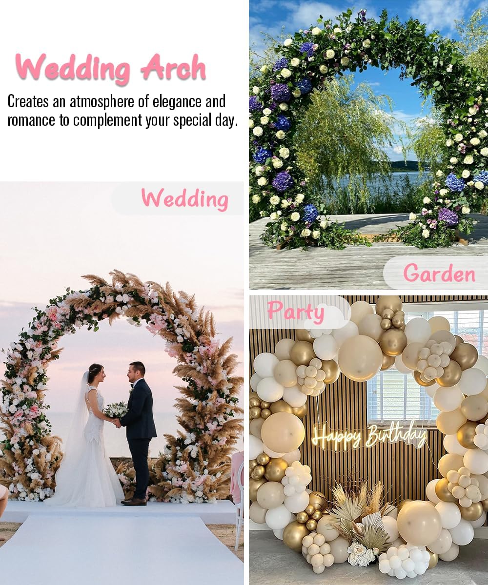 Queension Metal Arch Backdrop Stand 8Ft Wide 7Ft High, Wedding Arch Frame for Wedding Decorations