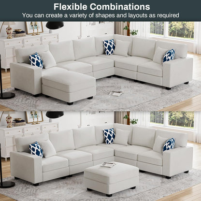 L Lengend Vansen Modular Sectional Sofa U Shaped Couch with Ottoman Modern Reversible Corner