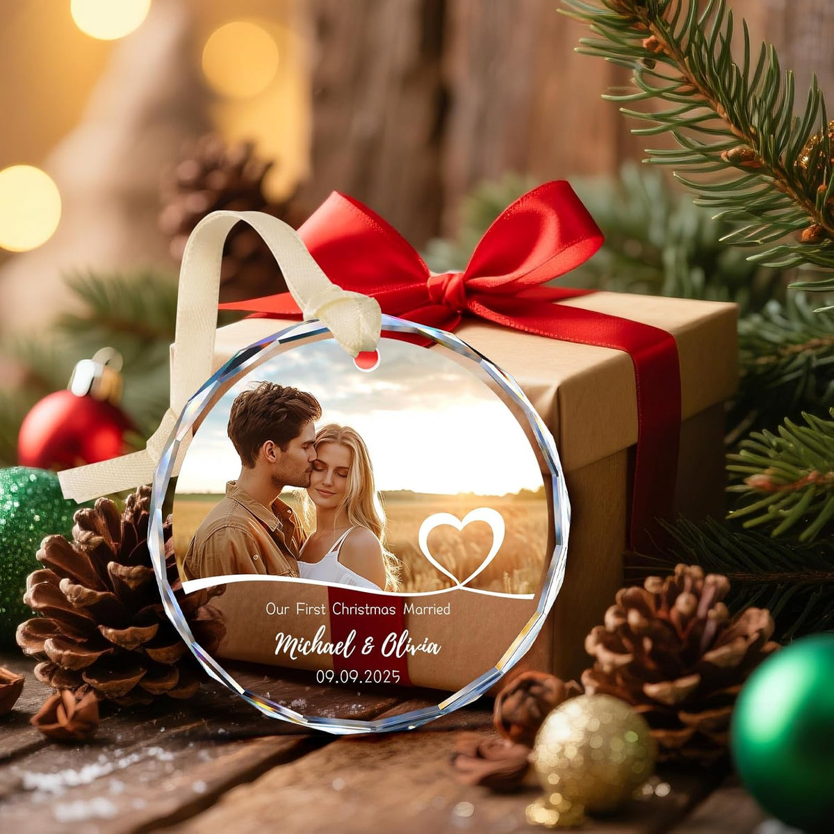 Personalized First Christmas Engaged Ornaments, Engagement Gifts for Couples 2025, Bride to be