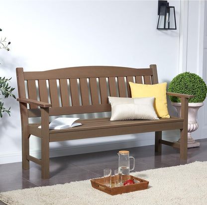 Psilvam 3-Person Outdoor Memorial Bench, All-Weather Poly Lumber Garden Bench, Rot-Resistant