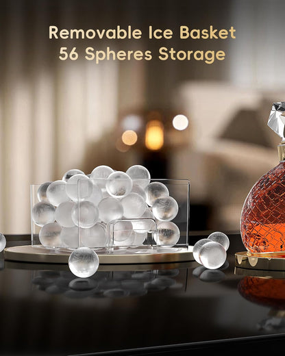 ecozy 2" Clear Ice Ball Maker with CrystalFlux Technology, 4 pcs in 40 Mins, 144 pcs/Day, Sphere