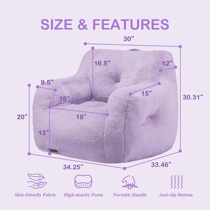 Hobestluk Bean Bag Chair for Adult Small Bean Bag Chairs with Arms Furry Beanbag Chair with Foam
