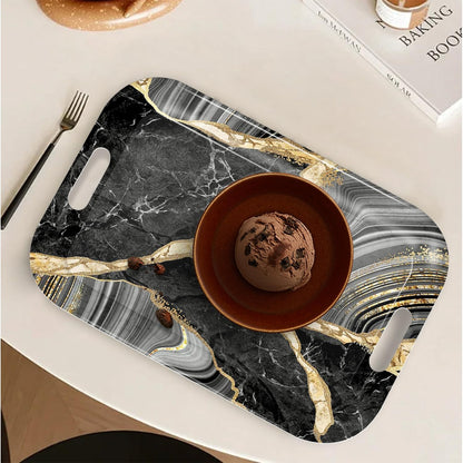 Serving Trays with Handles, 14.5 x 9.8 inch Rectangular Plastic Tray for Restaurant, Kitchen