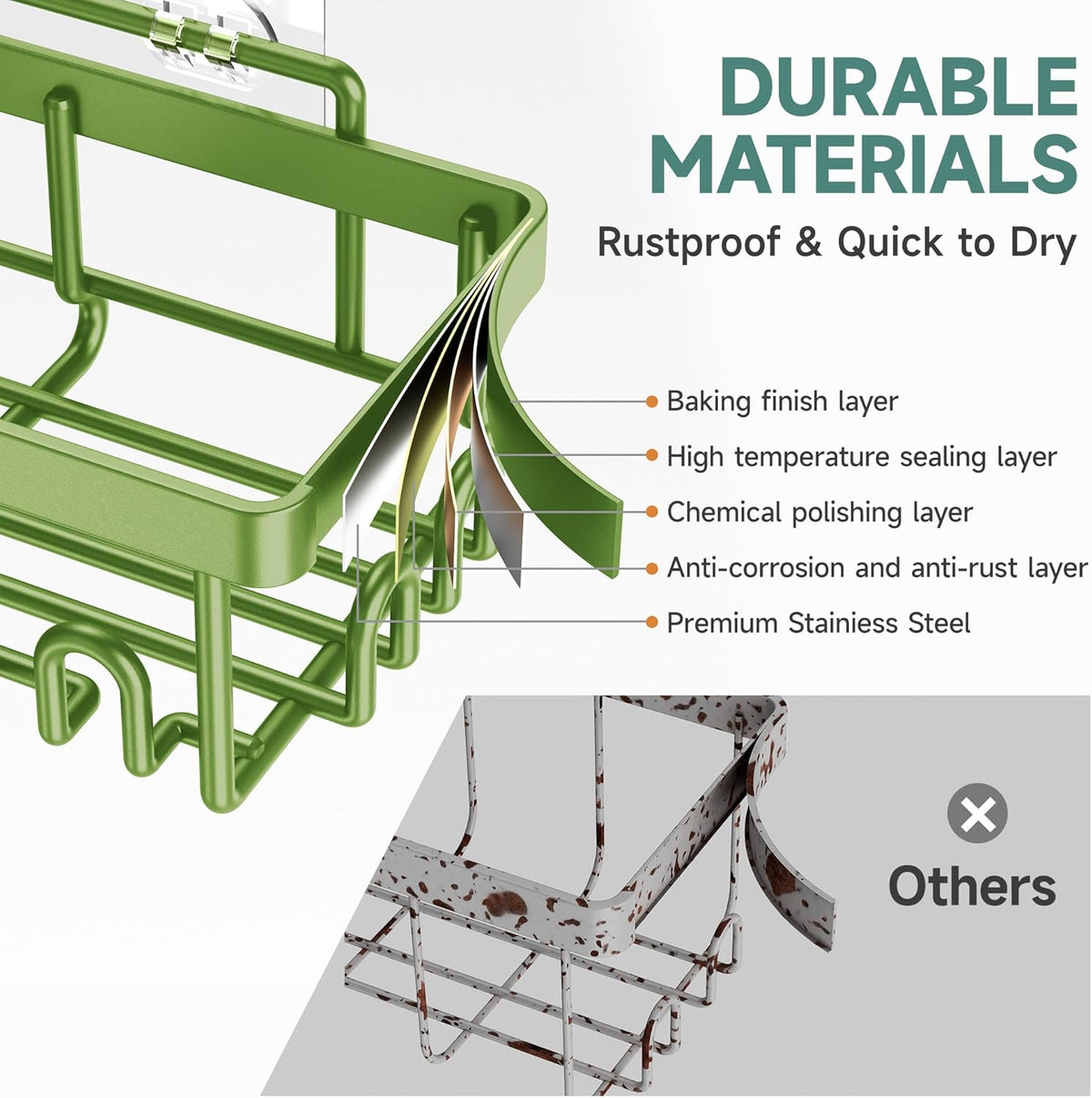Veken Rustproof & Waterproof Shower Caddy 6-Pack, No Drilling Adhesive Shelves Rack with Soap