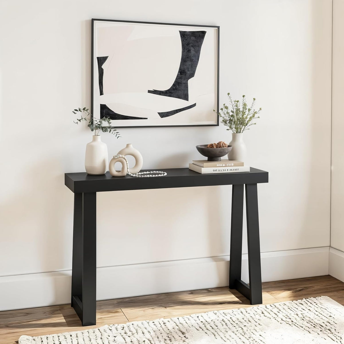 Plank+Beam Solid Wood Console Table, 46.25 Inch, Sofa Table, Narrow Entryway Table for Hallway