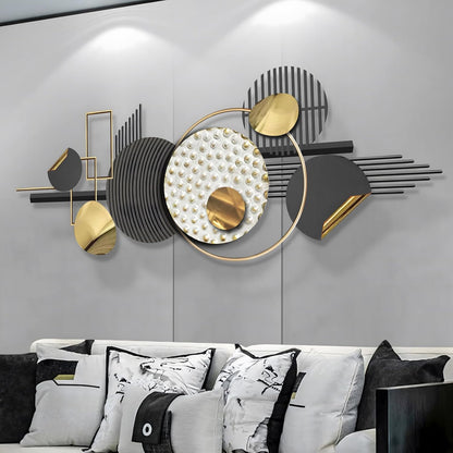 Lucky Monet Large Wall Decor for Living Room, Modern Metal Wall Art, 3D Textured Geometric Wall