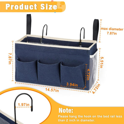 Bedside Caddy Bedside Organizer Bedside Storage Caddy with Fixed Straps and Water Bottle Holder for