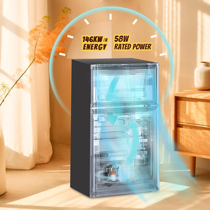 2.4 Cu.ft Mini Fridge with Freezer Compact Fridge Refrigerator Dual Door Small Fridge Senven Temp