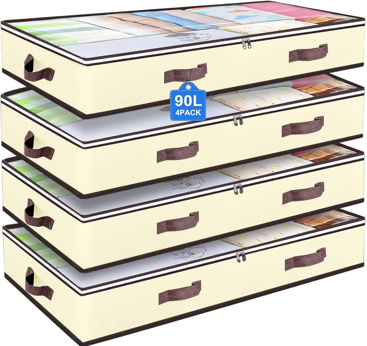 90L Under Bed Storage Containers, Closet Organizers and Storage Bins, Foldable Underbed Storage