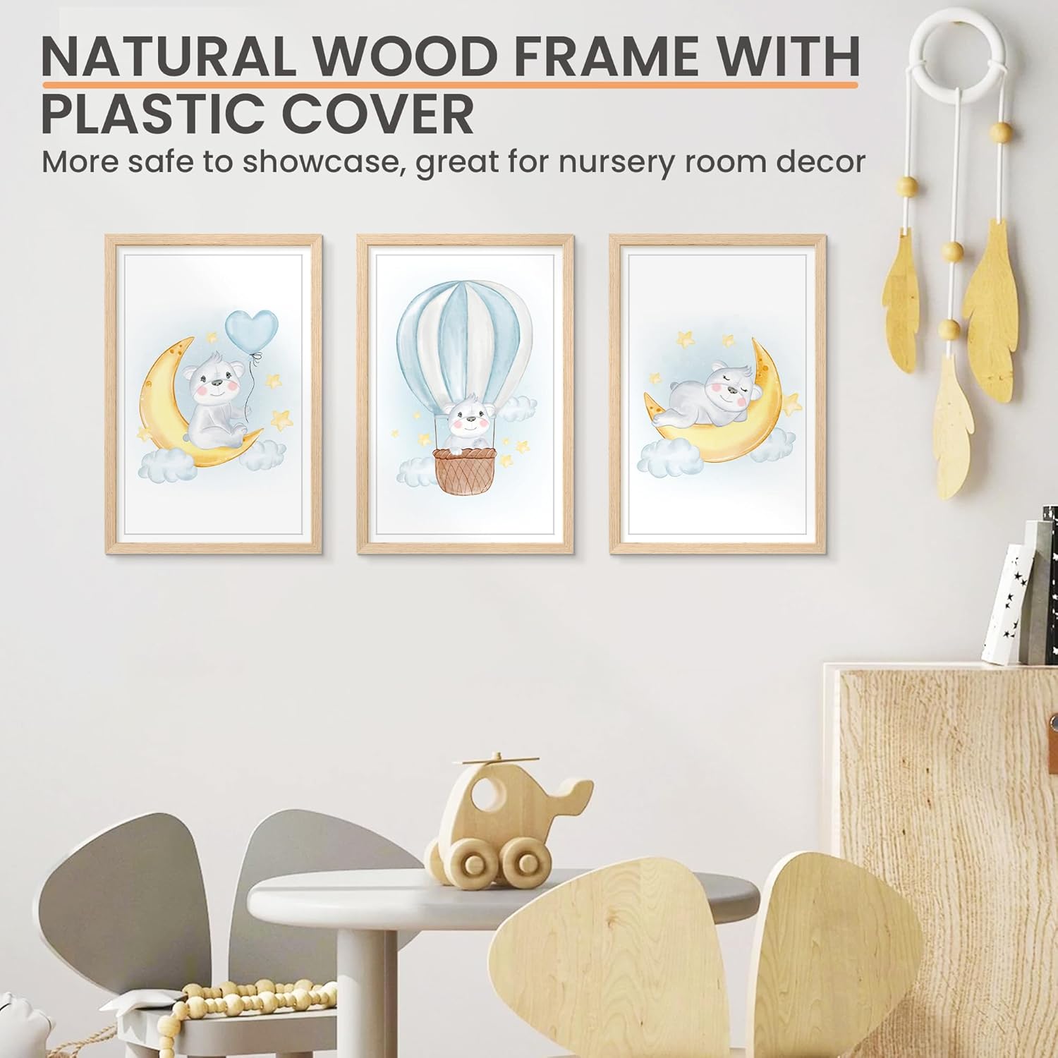 upsimples 12x18 Frame, Natural Solid Wooden Picture Frames, Display 11x17 with Mat or 12 x 18