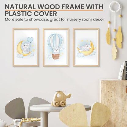 upsimples 12x18 Frame, Natural Solid Wooden Picture Frames, Display 11x17 with Mat or 12 x 18