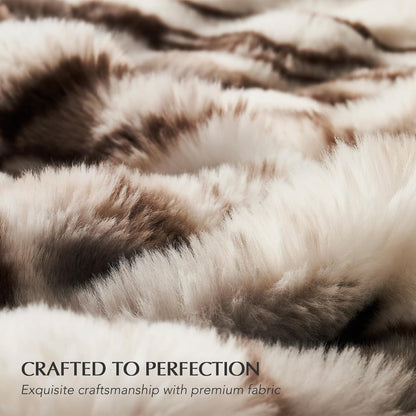EVERGRACE Ultra Soft Luxury Fluffy Ridgeline Faux Rabbit Fur Throw Blanket, Thick Warm Bubble Throw
