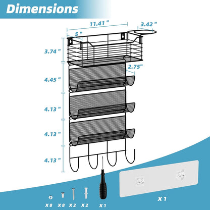VITVITI Metal Hair Tool Organizer Wall Mount, Hair Dryer Holder with 4 Tier Shelf Basket Hooks