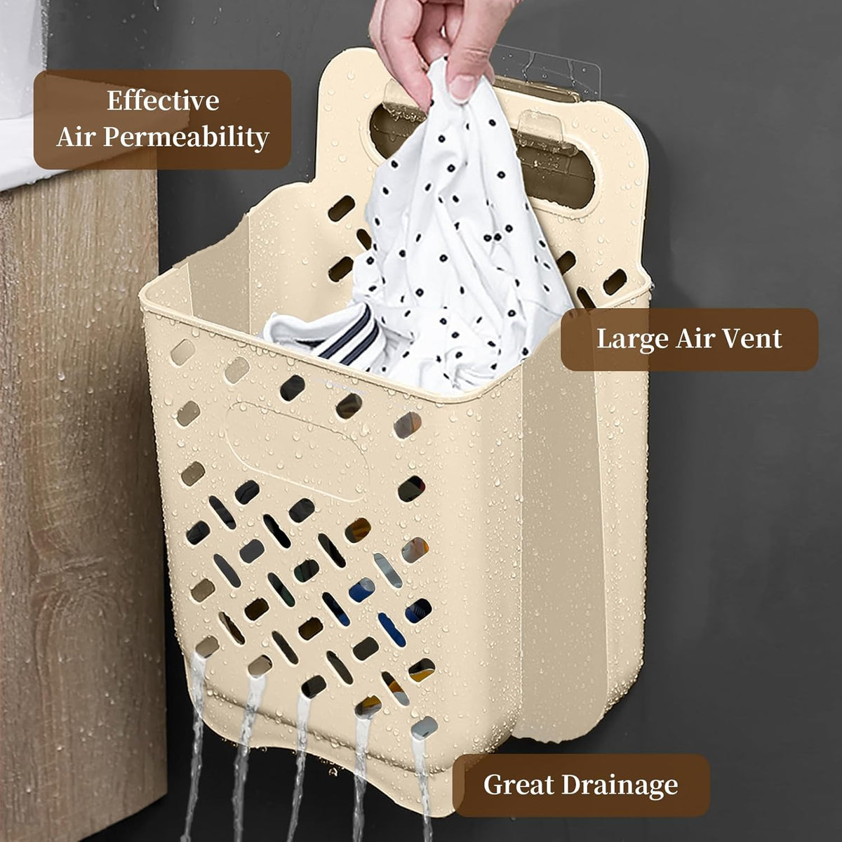 Laundry Basket Hamper,Hanging Wall Collapsible Laundry with Handle,Space-Saving Foldable Storage