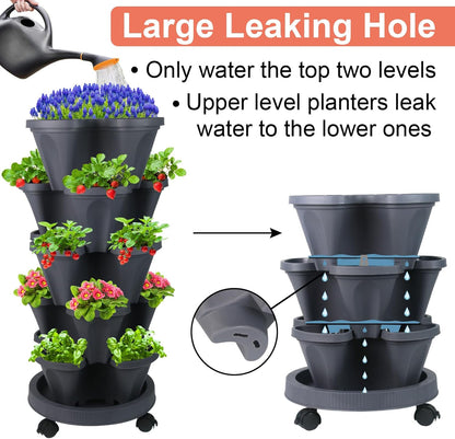 Vertical Planter 5 Tier Stackable Planters Garden Planters Strawberry Herb Flower and Vegetable