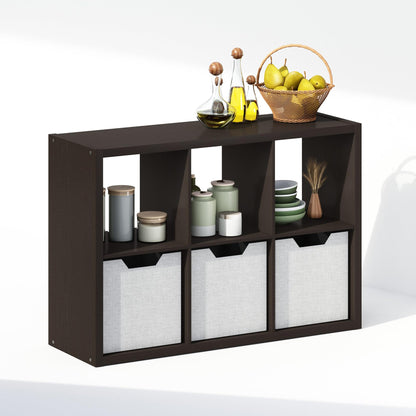Furinno Cubic Extra Thick 6-Cube Closet Organizers and Storage, Dark Oak