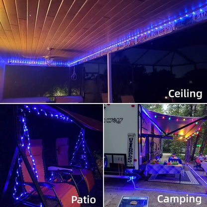 YEGUO 2 Packs Each 33ft 100 LED Solar Rope Lights Outdoor Waterproof, Solar Pool Light Blue, 8