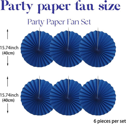 BARTHEW Blue Birthday Decorations,DIY Blue Paper Fans Hanging Decoration ,Party Decorations for