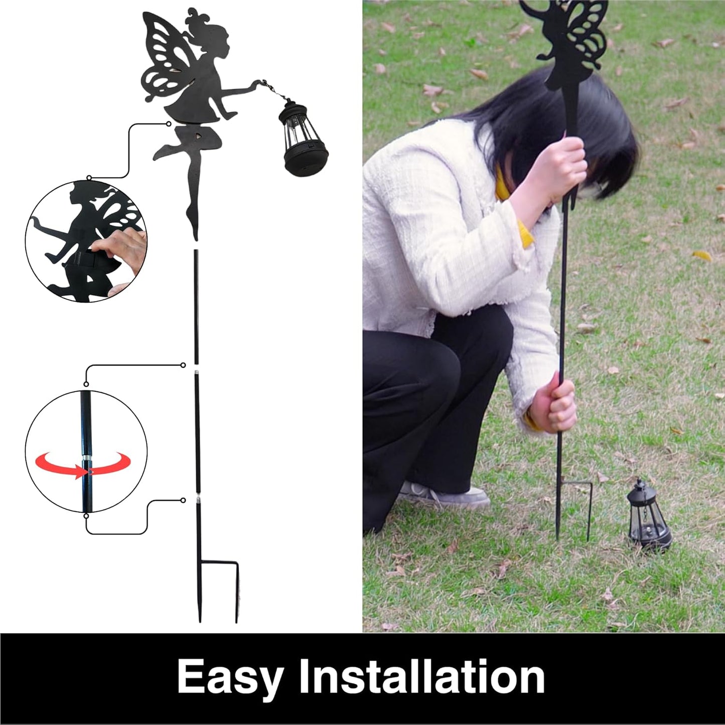 Fairy Garden Accessories Halloween Decorations Lawn Ornaments 1 Pair - Solar Lights Outdoor Garden