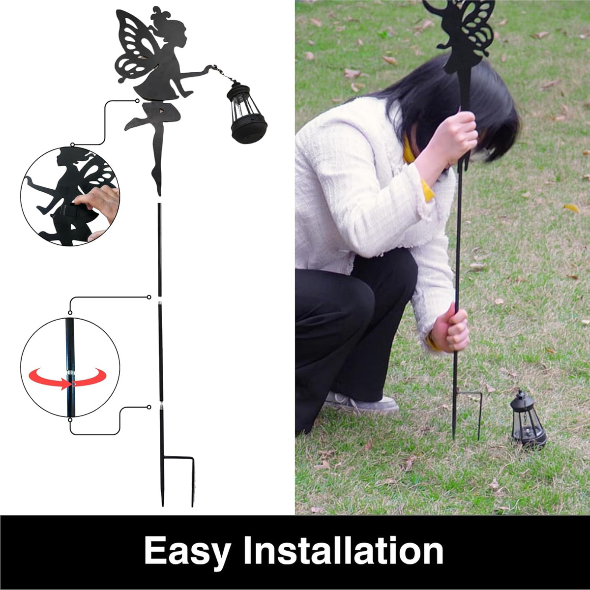 Fairy Garden Accessories Halloween Decorations Lawn Ornaments 1 Pair - Solar Lights Outdoor Garden