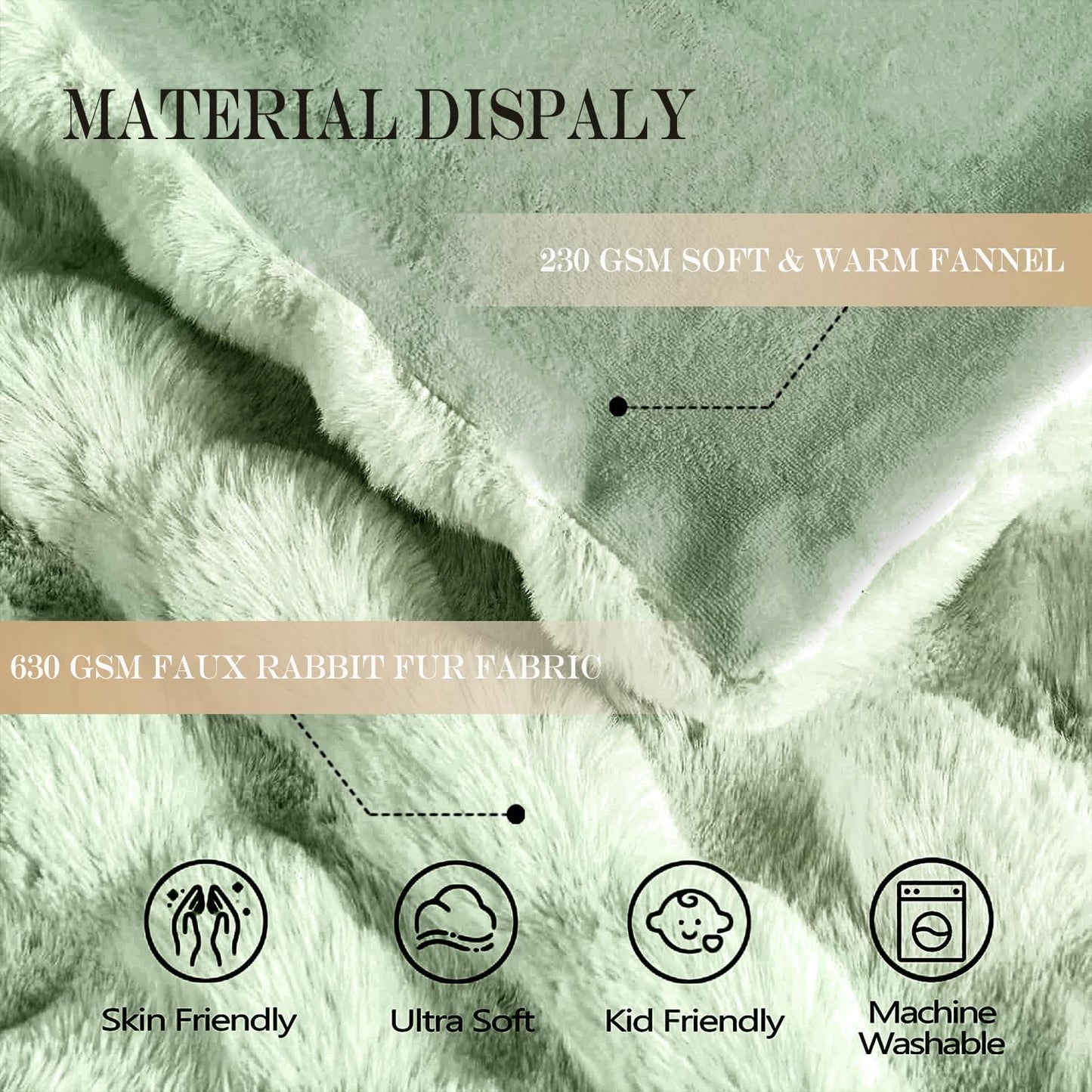 Latepis Faux Fur Throw Blankets Sage Green Bubble Cozy Soft Heavy Blanket for Couch Fuzzy Thick