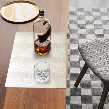 Faux Leather Hardboard Placemats, Set of 6 PU Table Mats, Easy to Clean, Heat & Stain Resistant for
