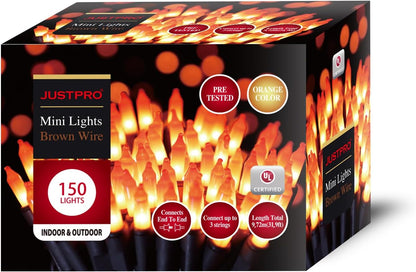 150LIGHTS Orange Extra-Bright with End Connectors Halloween Decorative Lights 9.72m UL Certified