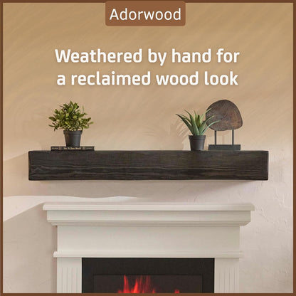 Handmade Fireplace Mantel Shelf 48", Extra Wide Rustic Wood Mantles for Over Fireplace, Wall