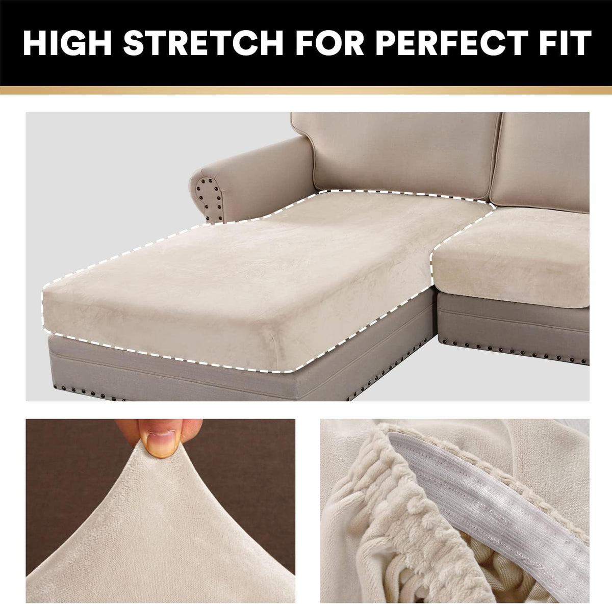 PrinceDeco Sectional Couch Covers 4 Pieces Couch Covers for Sofa Velvet Separate Couch Cover L