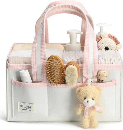 PeraBella Diaper Caddy Organizer with Handle, Baby Shower Gifts Basket Bag, Registry Search Must
