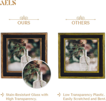 AELS 4x4 Inch Vintage Picture Frame, Elegant Luxury Antique Photo Frames with Glass Front, Photo