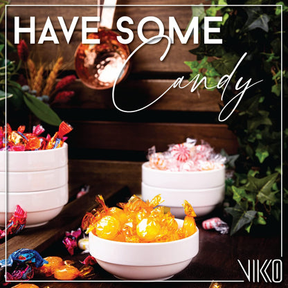 Vikko Small 7 Ounce White Bowl, Set of 6 White Dessert Bowls, Fine Porcelain, Stackable Small Snack