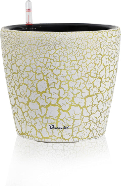 Dexceder 11x10 Inches Self Watering Planter Indoor Outdoor, Inner Pot Design, Thickened Table
