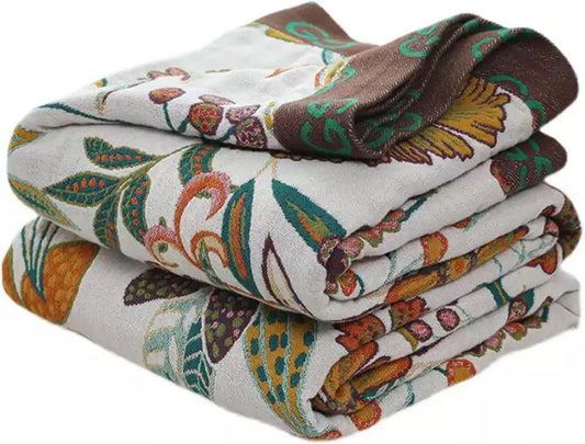 Boho Throw Blanket for Couch Sofa Bed, 100% Cotton Woven Quilt with Tassel 60”x80”, Super Soft