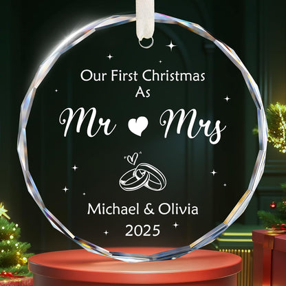 Our First Christmas As Mr & Mrs Ornament 2025, Personalized Christmas Ornaments Custom Name and