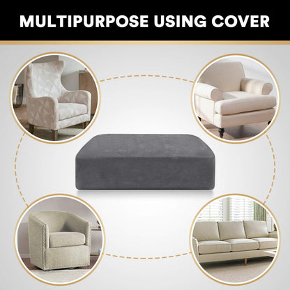 PrinceDeco Velvet Stretch Couch Cushion Cover, Sofa Slip Covers for Cushion Couch Chair Loveseat
