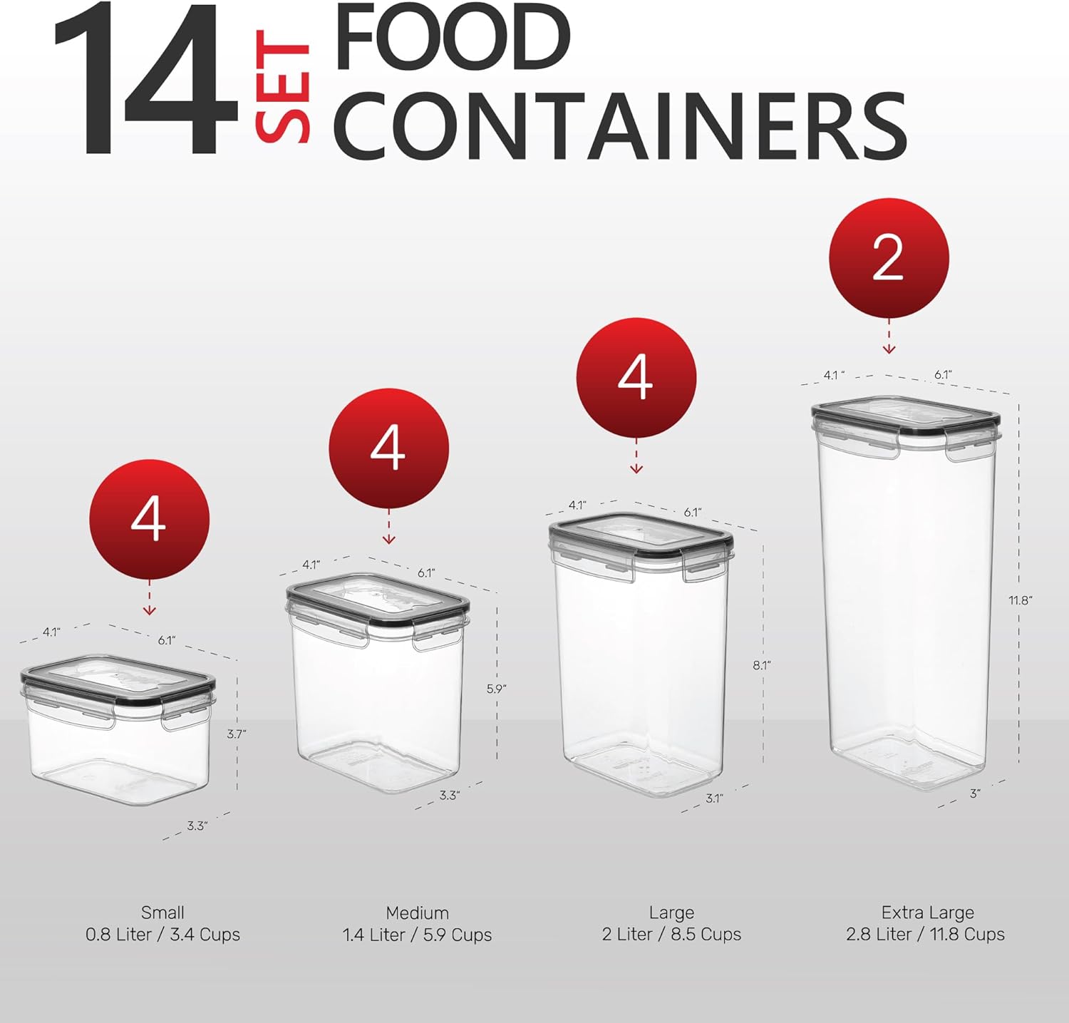 DWËLLZA KITCHEN Set of 14 Airtight Food Storage Containers for Pantry Organization and Storage