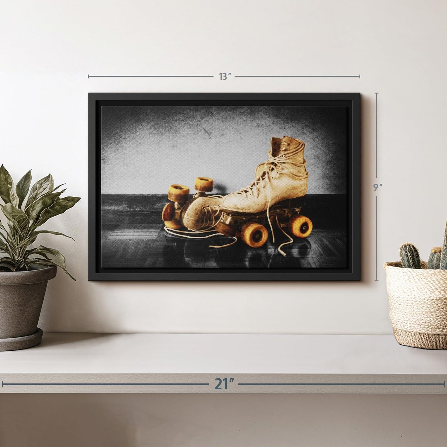 ElephantStock Vintage Skates Pop Wall Art - Horizontal Framed Canvas - 1-Piece Living Room Wall