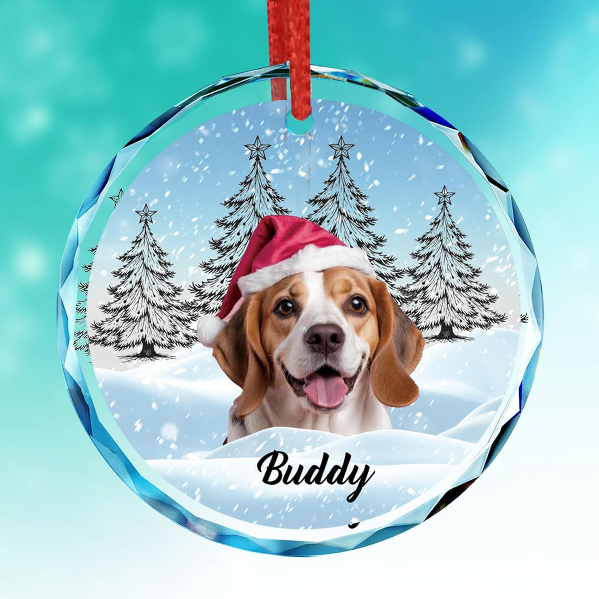 Personalized Photo Crystal Ornament, 2025 Custom Pet Engraved Christmas Keepsake, Memorial Gift for