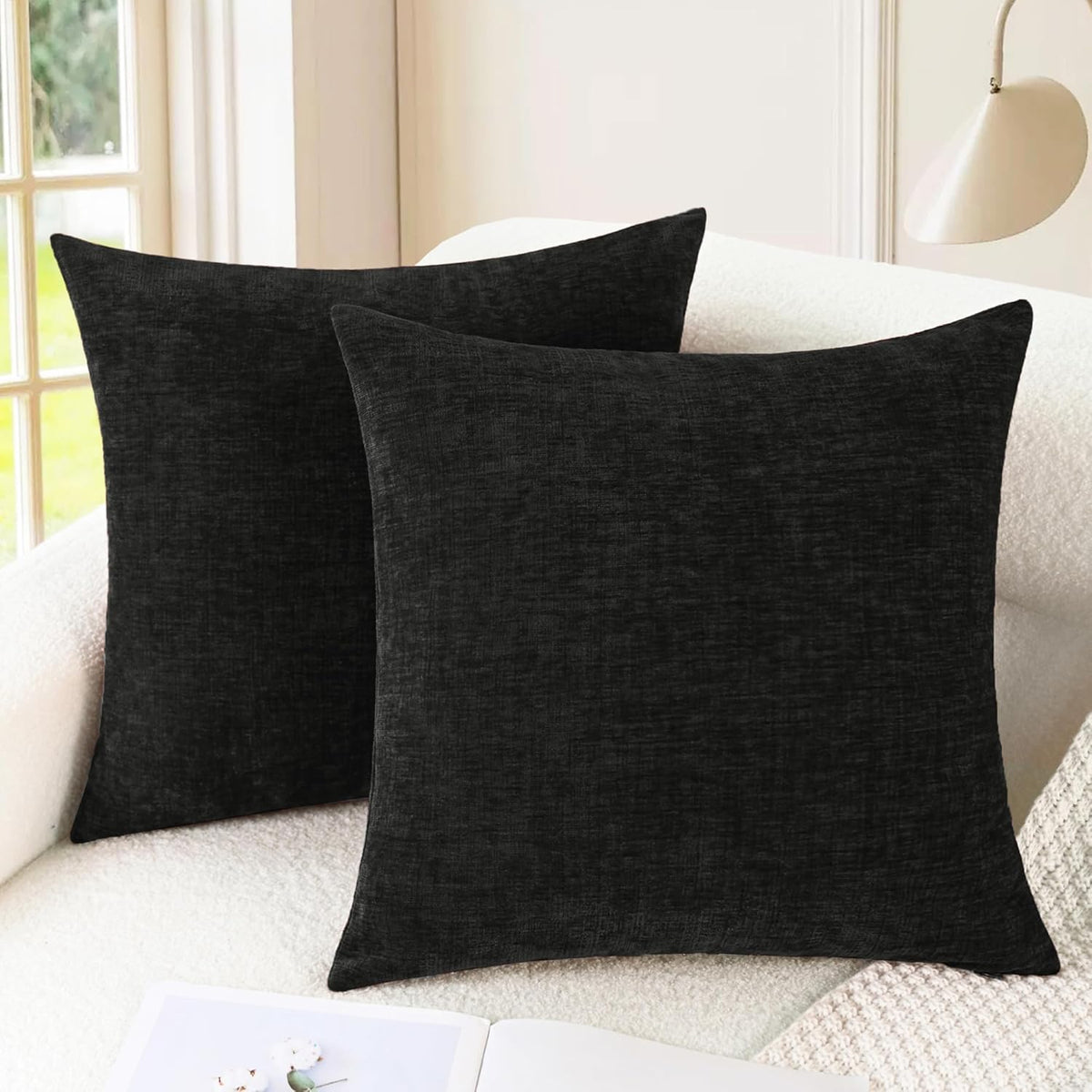 CaliTime Throw Pillow Covers Decorative 26 X 26 Inches Pack of 2 Cozy Chenille Cushion Cases for