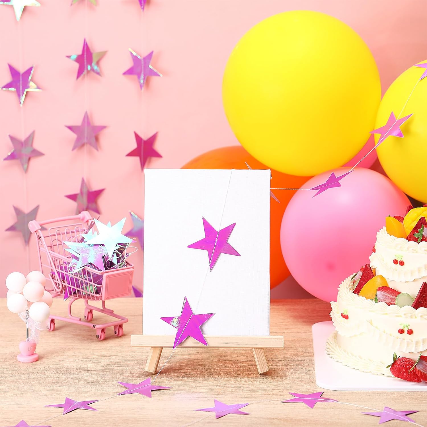 Patelai Glitter Star Garland Banner Decor 130 Feet Star Hanging Bunting Banner Twinkle Backdrop for