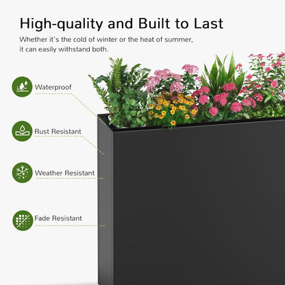 Stoog 38" Metal Tall Rectangular Planter - All-Weather Planter Box for Indoor/Outdoor Use, with